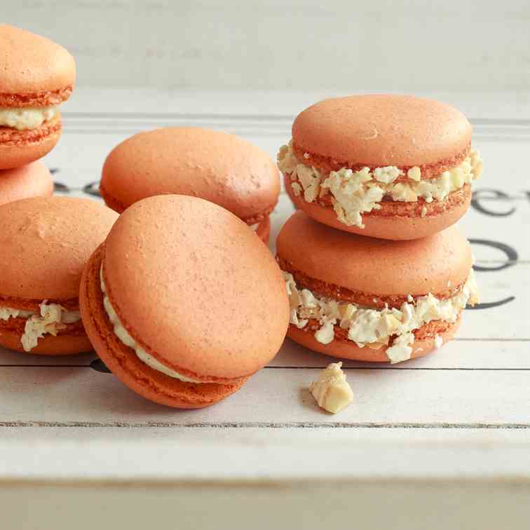 Blood Orange and Nougat Macarons