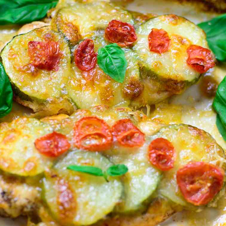 Zucchini Caprese Chicken Bake