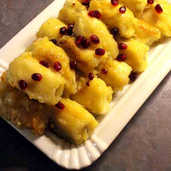 Fried Bananas with Honey and Pomegranate