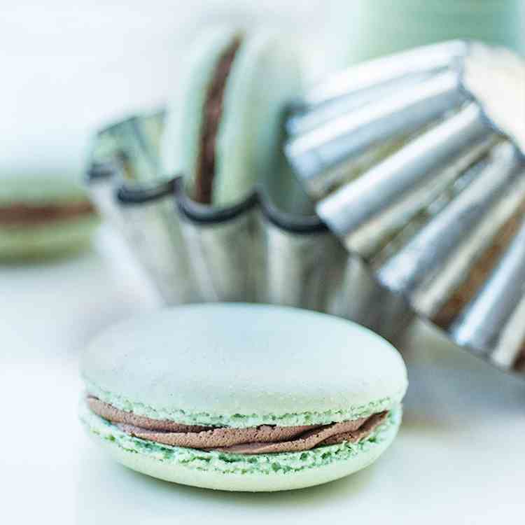 Pistachio chocolate macaron