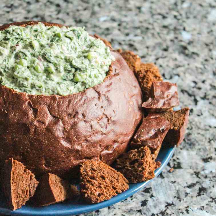  Spinach Dip in a Bread Bowl