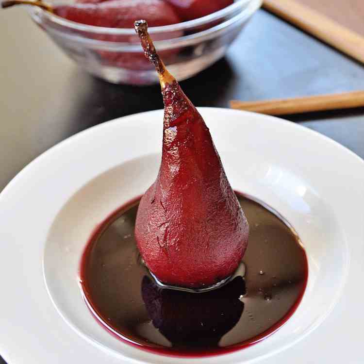 Poached Pears in Red Wine