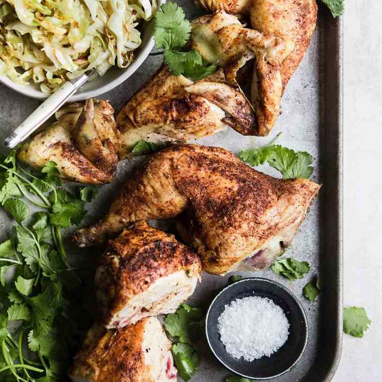 Skillet Roasted Chicken with Cabbage