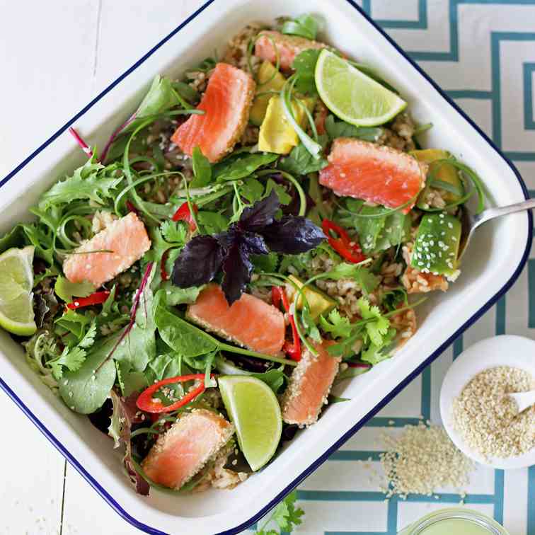 Seared Salmon and Brown Rice Salad