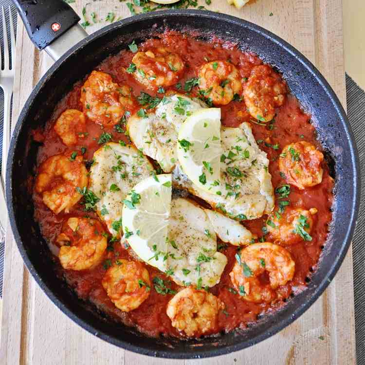 Shrimp and Monkfish Skillet 