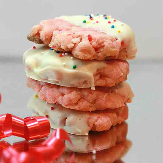 White Chocolate Cherry Shortbread Cookies