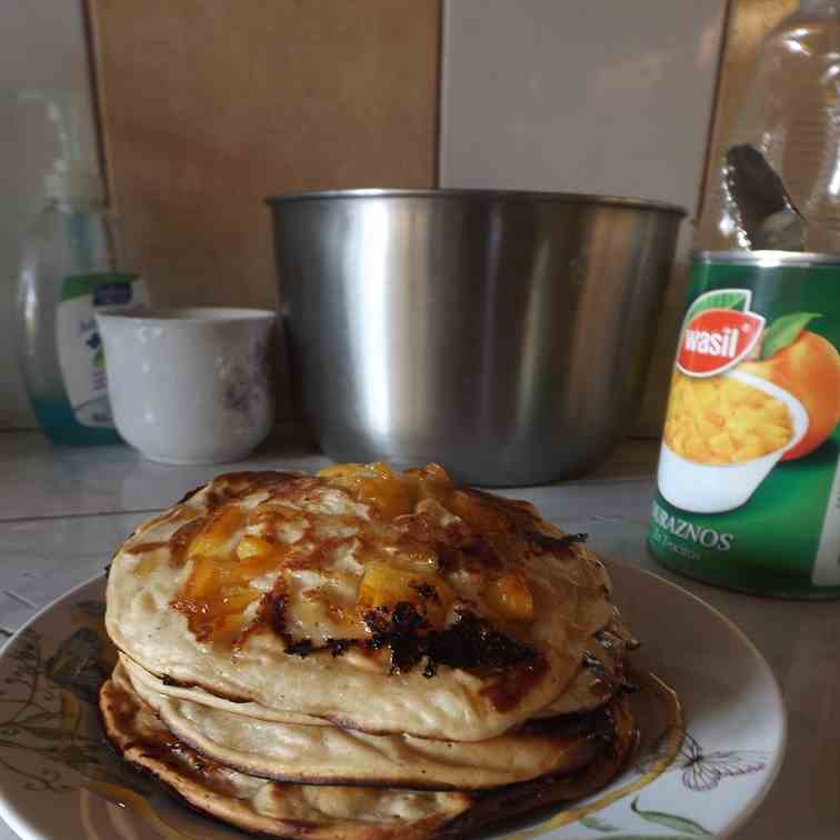 Peach yogurt pancakes