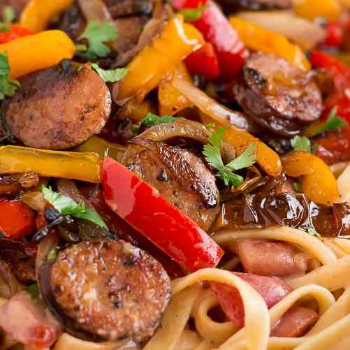 creamy cajun pasta with smoked sausage