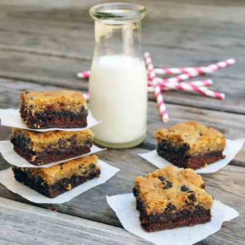 Chocolate-Chip Cookie Topped Brownies
