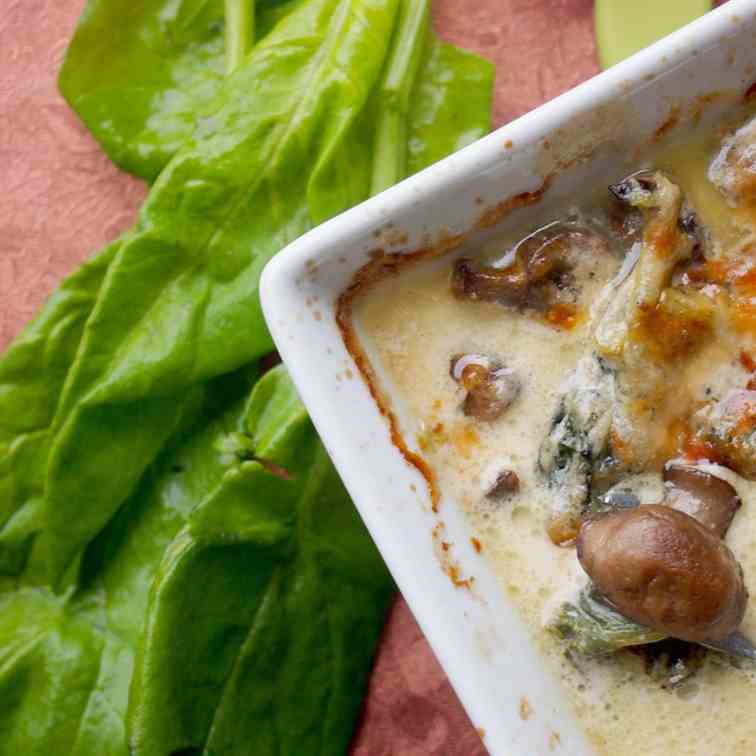 Spinach and mushroom gratin