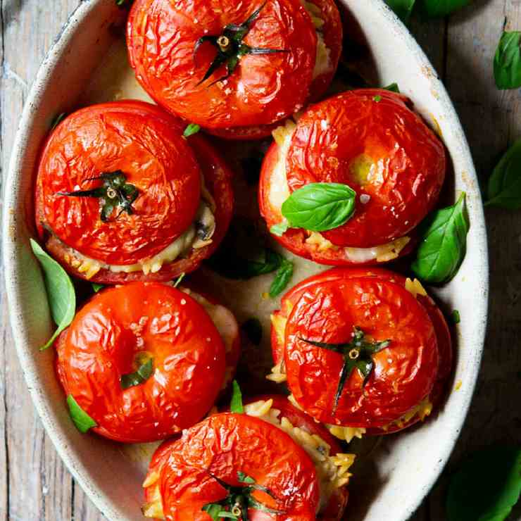 Baked Orzo Stuffed Tomatoes