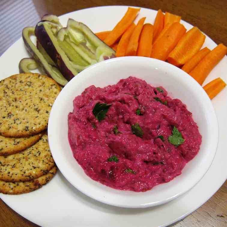 Roasted Eggplant Dip with Beets