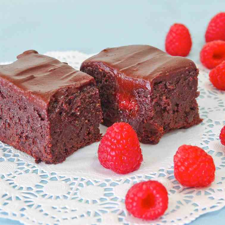 Raspberry Truffle Brownies