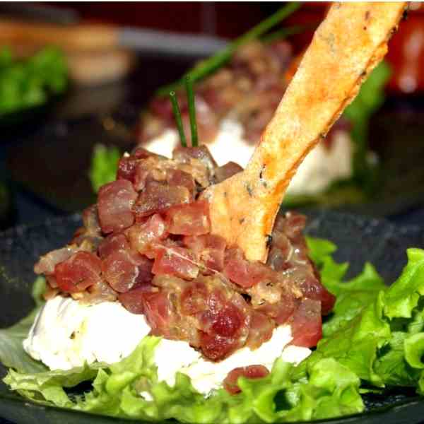 Tuna Fish Tartar w Cracker Spoon