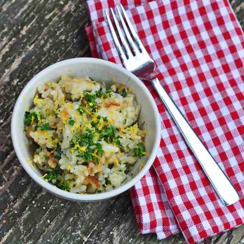 Garlicky rice with spinach