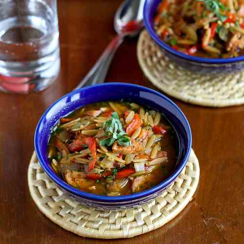Hearty Chicken Sausage & Orzo Soup