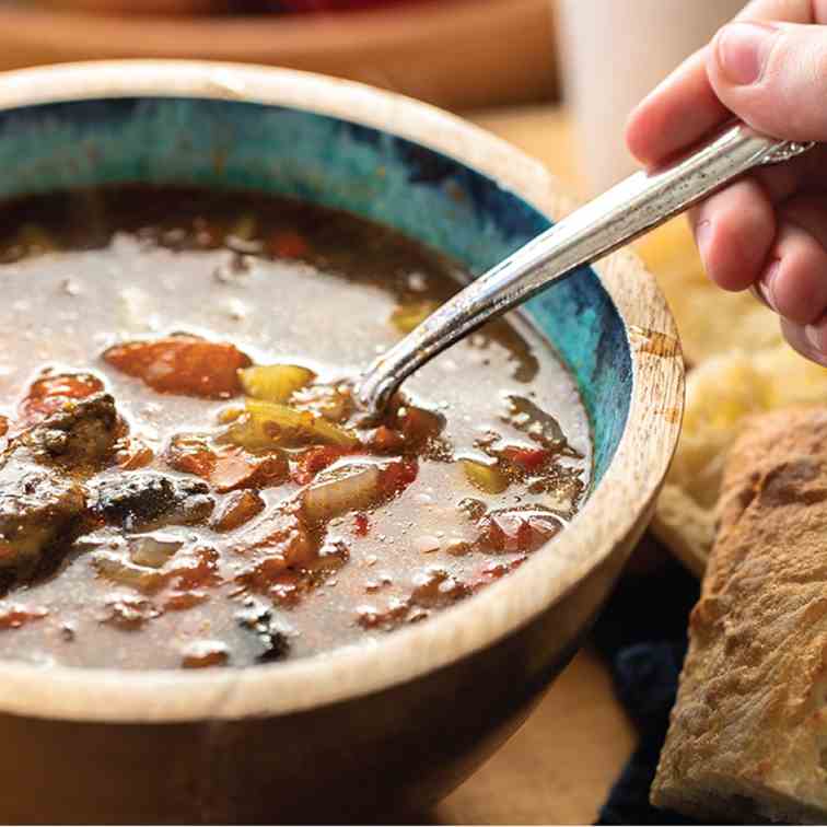 Barley soup with mushrooms