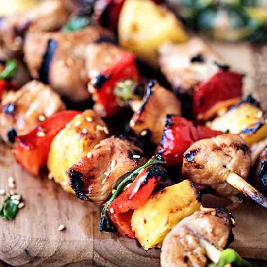 Hawaiian Pineapple Chicken Kabobs