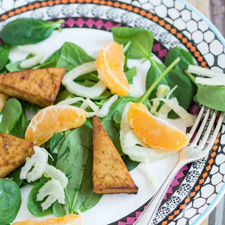 Baked Tofu, Fennel and Mandarin Salad