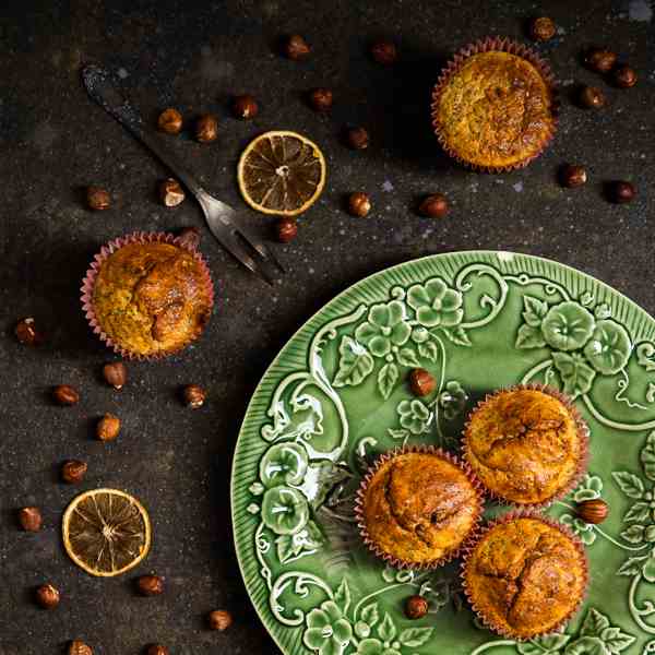 Lemon hazelnuts poppy seeds muffins