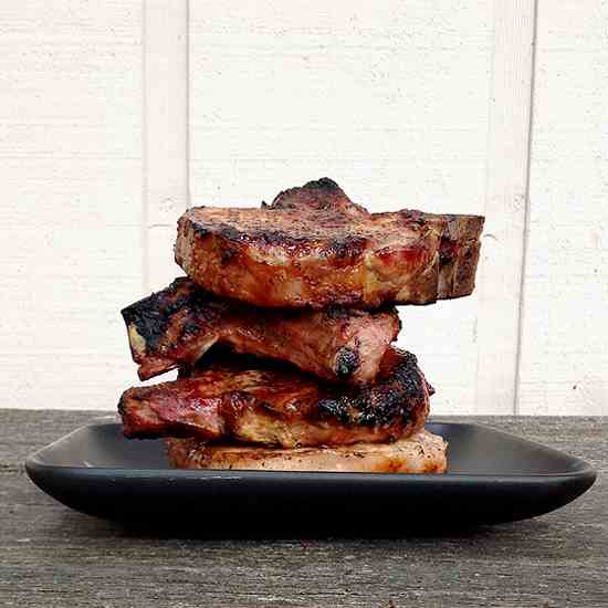 Grilled Pork Chops with Spicy Peaches