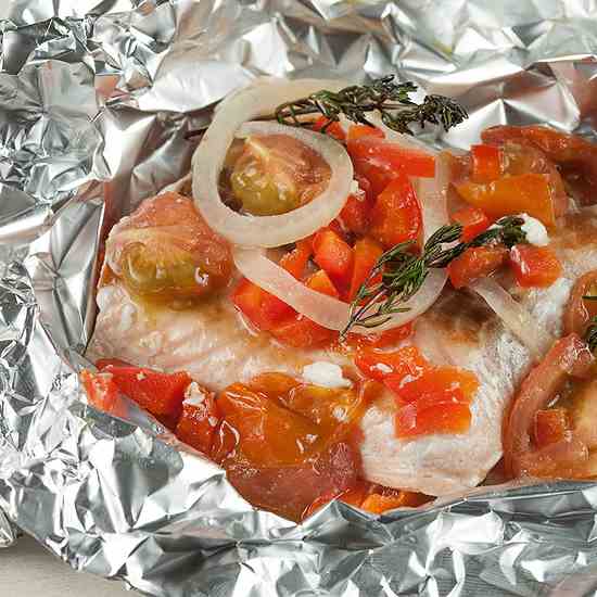 Salmon baked in foil