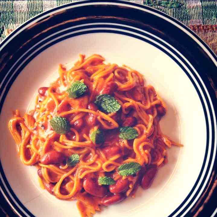 Pasta In Cheesy Enchilada Sauce