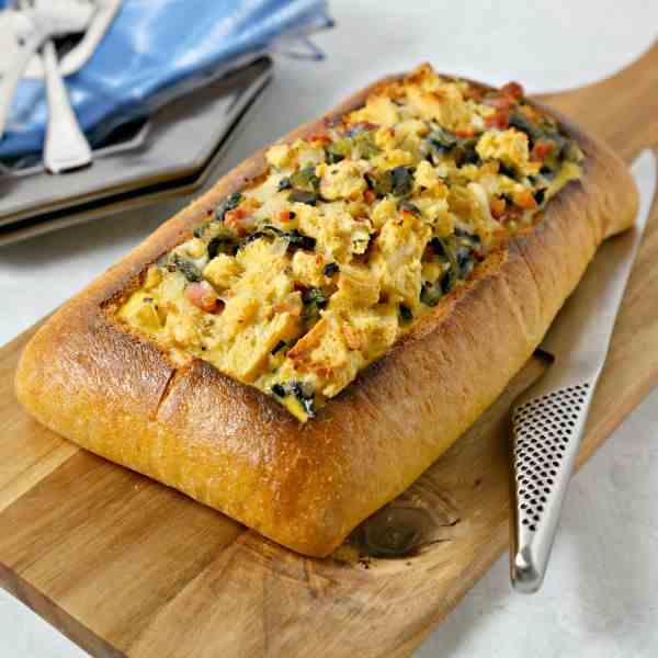 Chile Relleno Style Eggs in Ciabatta