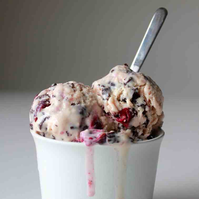 Chocolate chip bourbon cherry ice cream