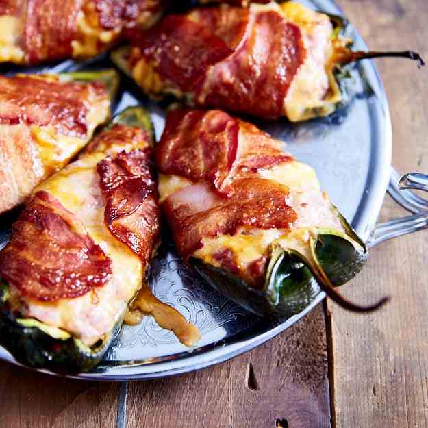 Smoked stuffed poblano peppers