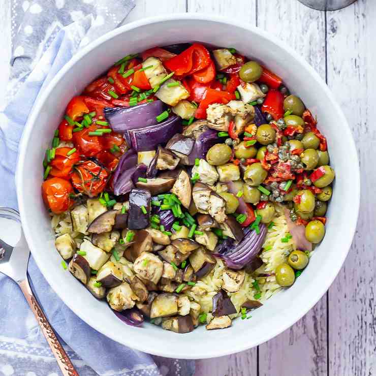 Summer Orzo Salad with Roasted Vegetables