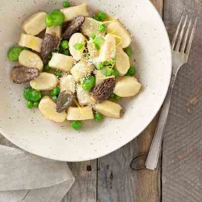 Homemade Potato Gnocchi with Peas, Favas -