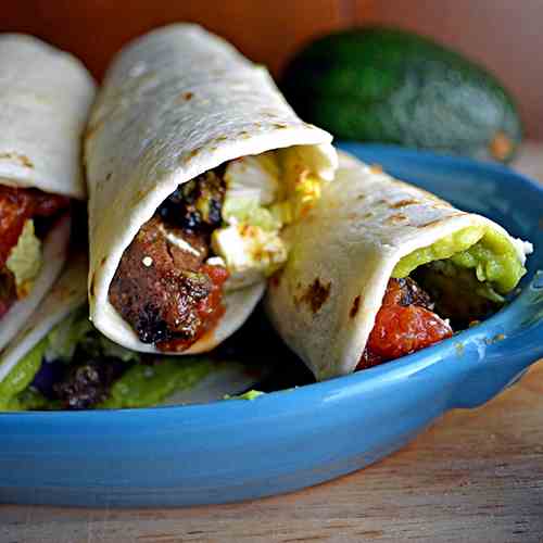 Steak Tacos with Guac, Salsa, & Lime Crema