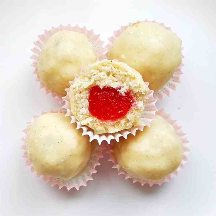 Vegan White Chocolate Cherry Truffles