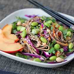 Asian Soba Noodle Salad with Fresh Peaches