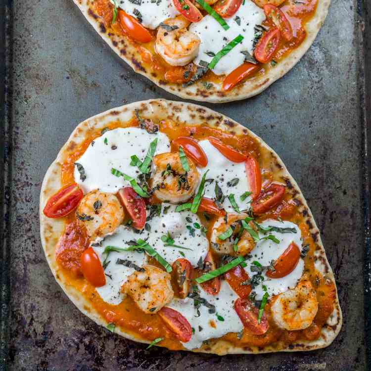 20 Minute Naan Shrimp Pizzas