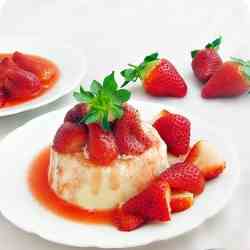 Coquito Pana Cotta with Strawberry Compote