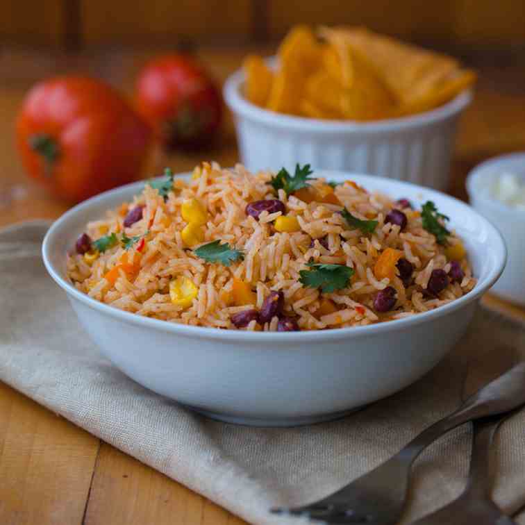 Mexican rice with salsa