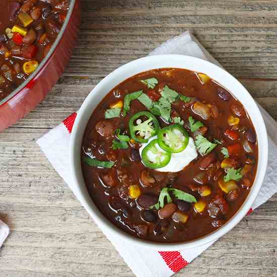 Three Bean Vegetarian Chili