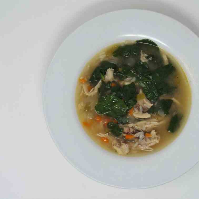 Chicken and Rice Soup with Spinach