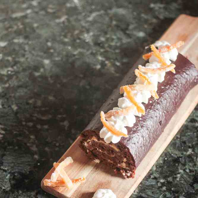 Chocolate Creamsicle Swiss Roll