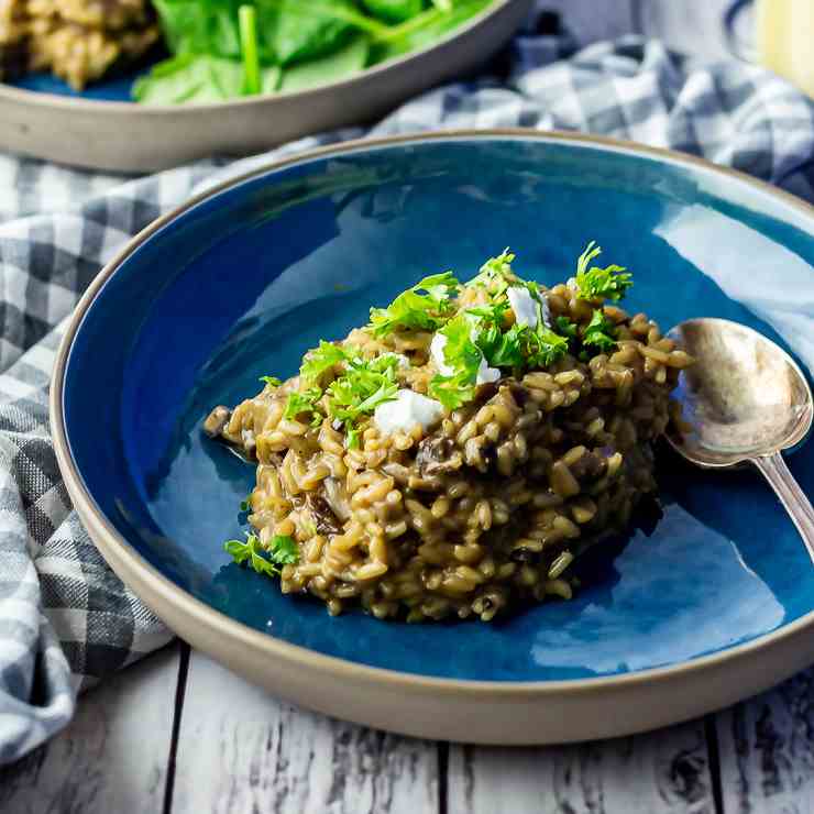 Black Garlic Risotto with Mushroom