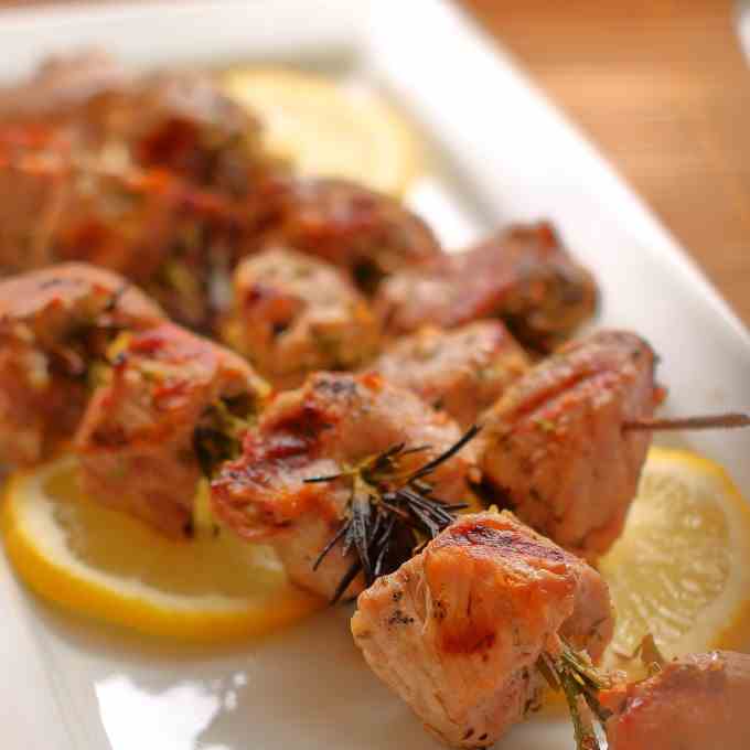 Pork Tenderloin Skewers on Rosemary