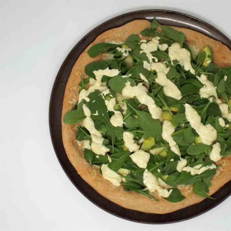 Avocado and Arugula Pizza with Aioli