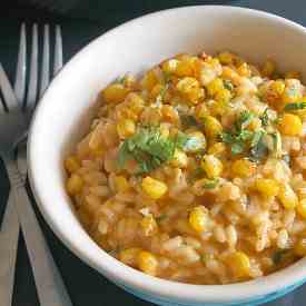 Roasted corn risotto with smoked paprika