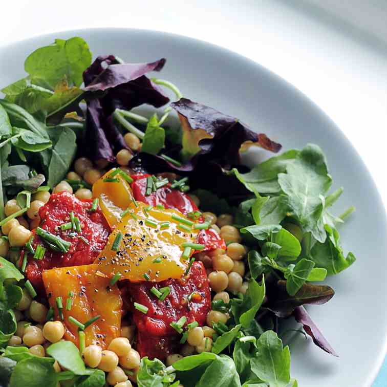 Grilled Peppers, Chickpeas Salad