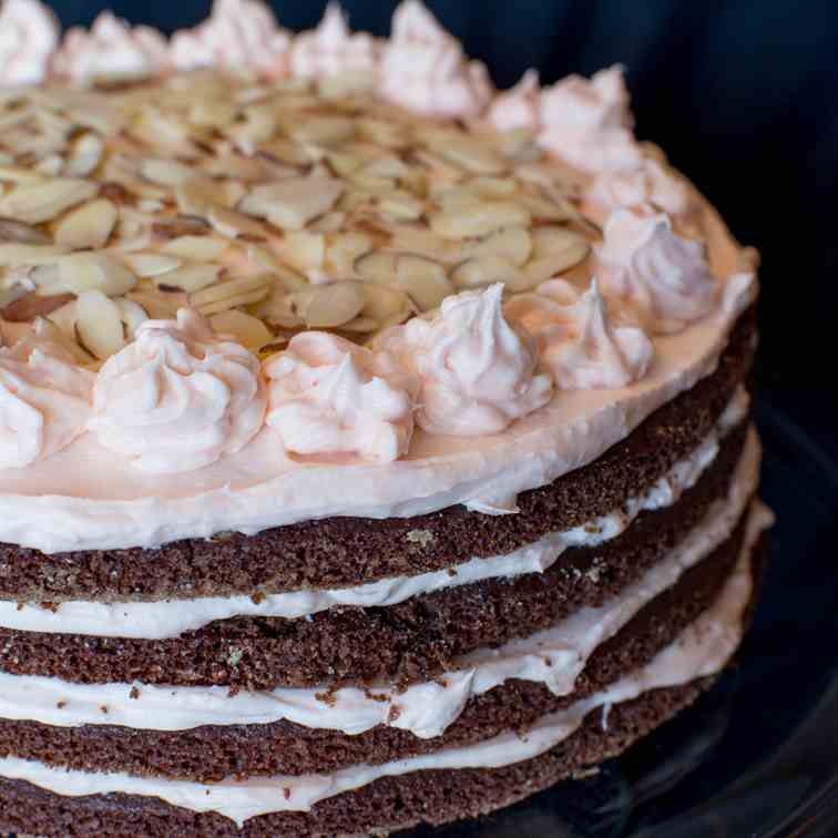 Chocolate Cherry Almond Fudge Cake