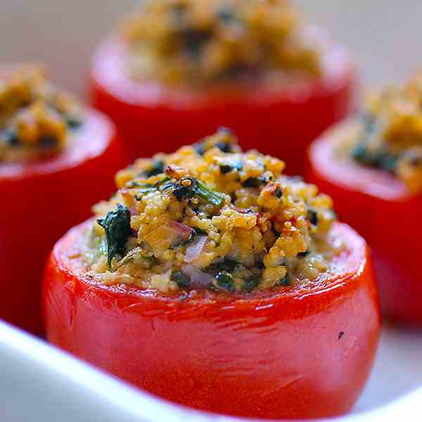 Spinach - Couscous Stuffed Tomatoes