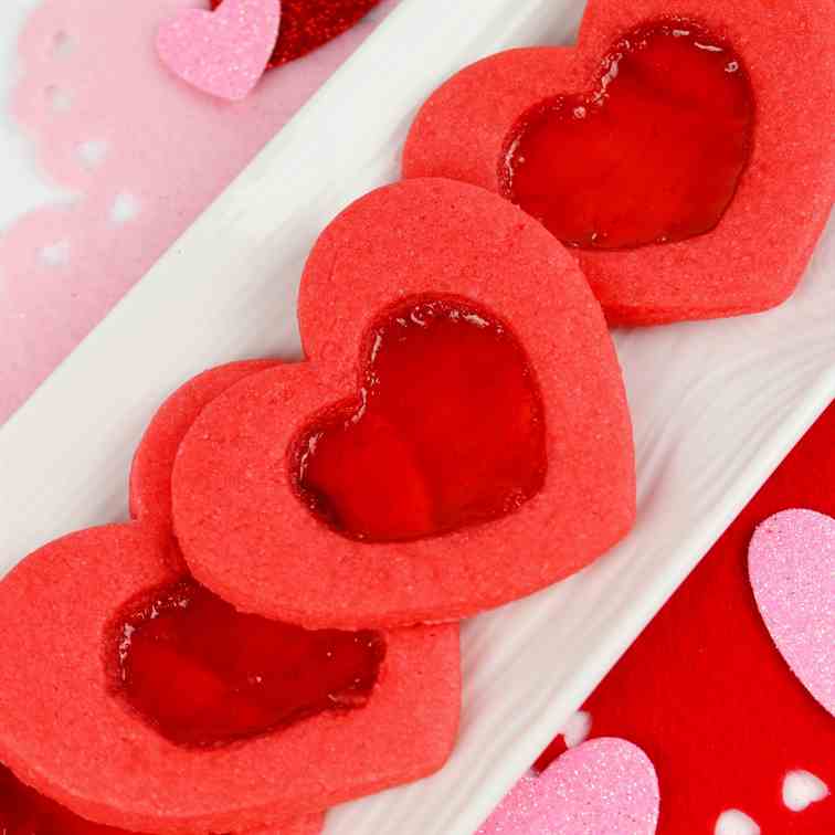 Heart-Shaped Stained Glass Cookies