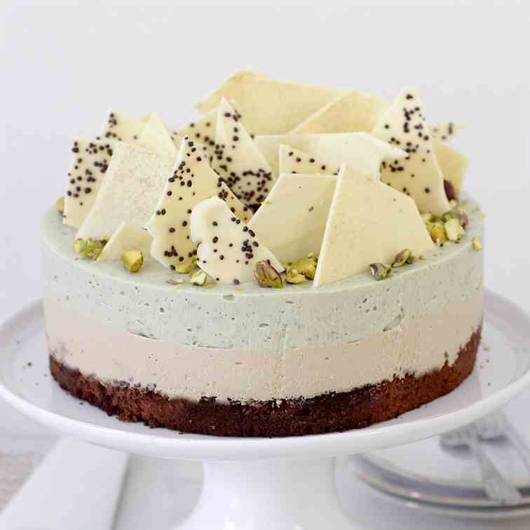 Pistachio Mousse Cake with Coffee